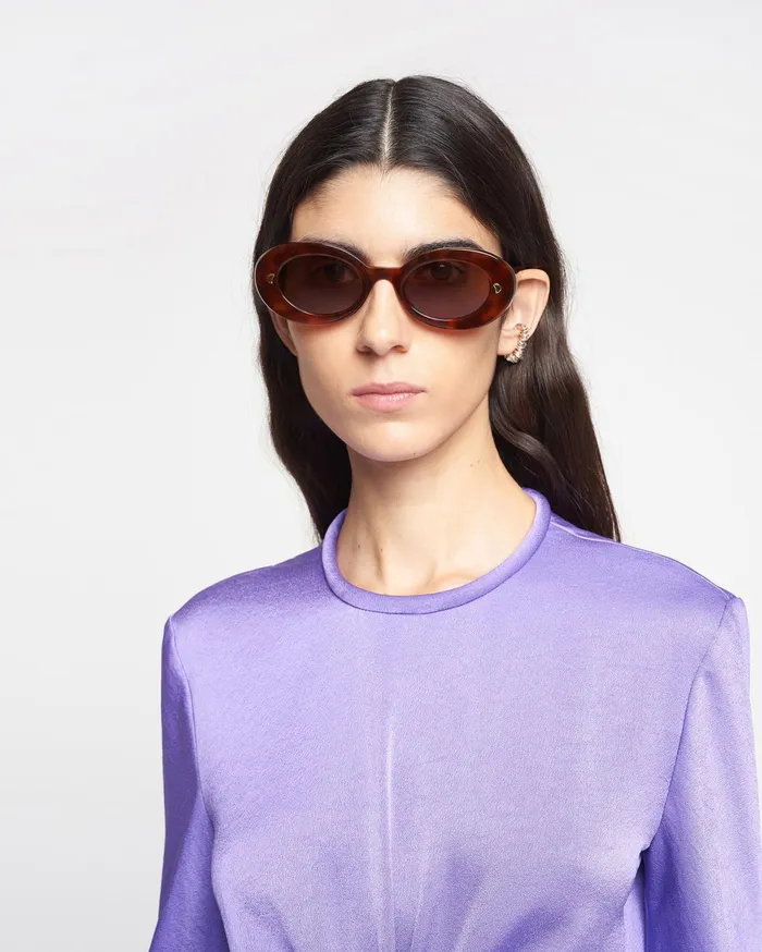 Nanushka Eyewear Women Giva BioPlastic Oval Sunglasses Light Turtle