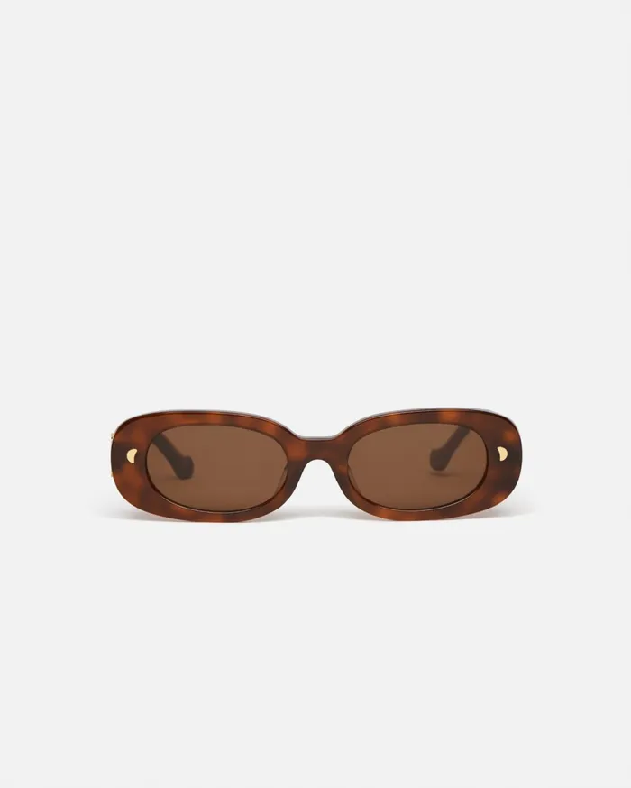 Nanushka Eyewear WomenMen Aliza BioPlastic OvalFrame Sunglasses Light Turtle