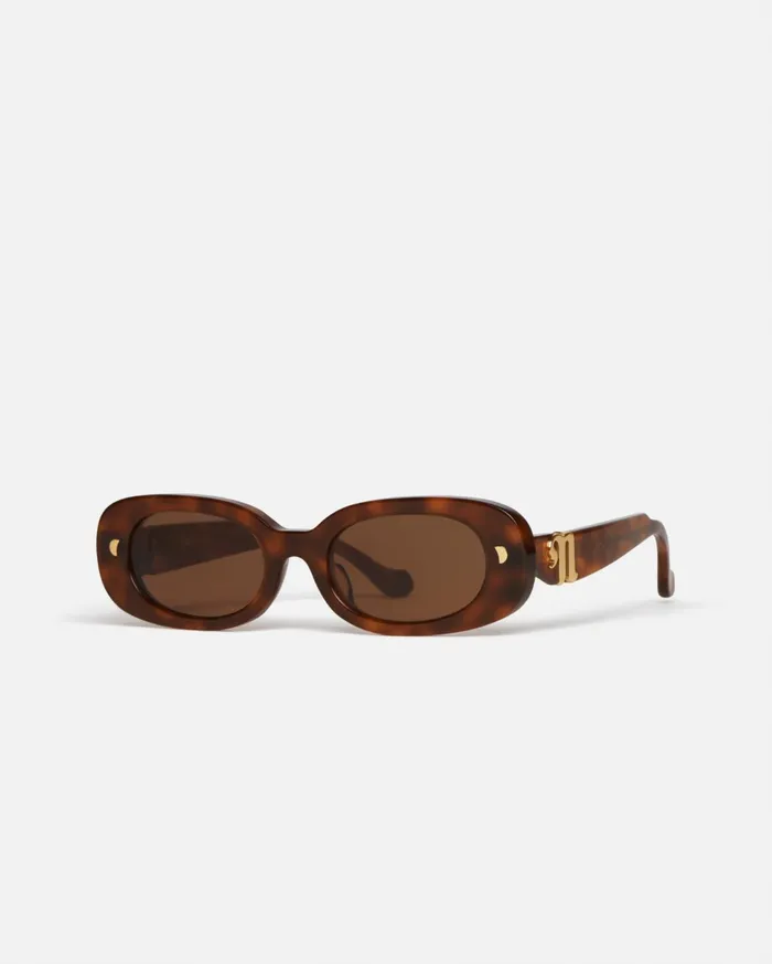 Nanushka Eyewear WomenMen Aliza BioPlastic OvalFrame Sunglasses Light Turtle