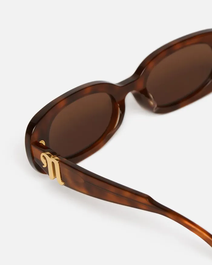 Nanushka Eyewear WomenMen Aliza BioPlastic OvalFrame Sunglasses Light Turtle