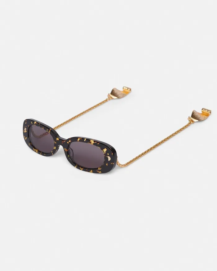 Nanushka Eyewear WomenMen Aliza Charm BioPlastic Oval Sunglasses Leopard