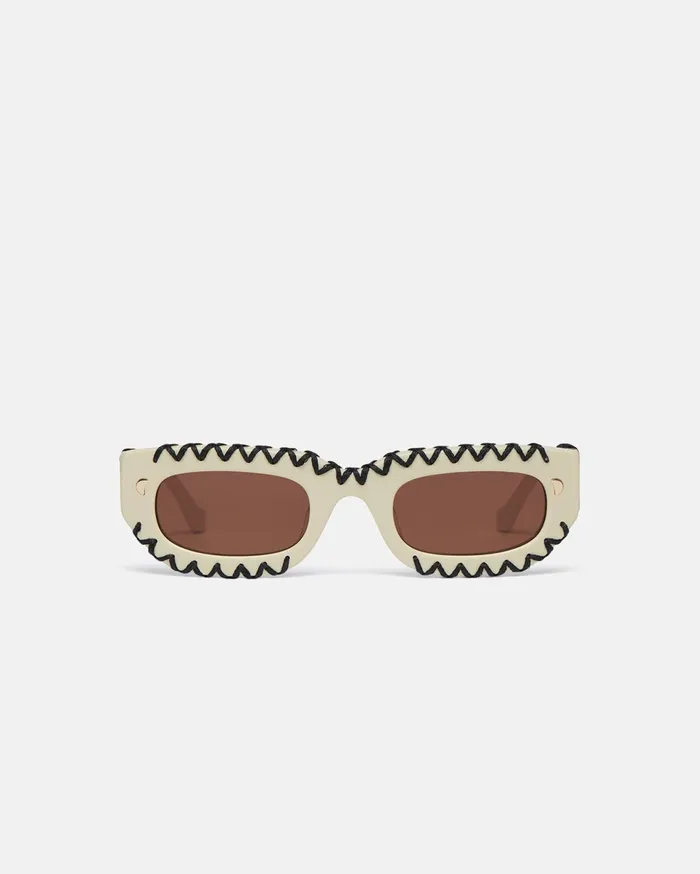 Nanushka Eyewear WomenMen Kadee Crochet Crocheted DFrame Sunglasses Cream