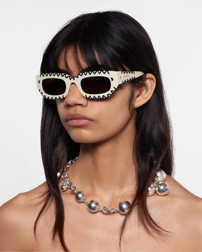 Nanushka Eyewear WomenMen Kadee Crochet Crocheted DFrame Sunglasses Cream