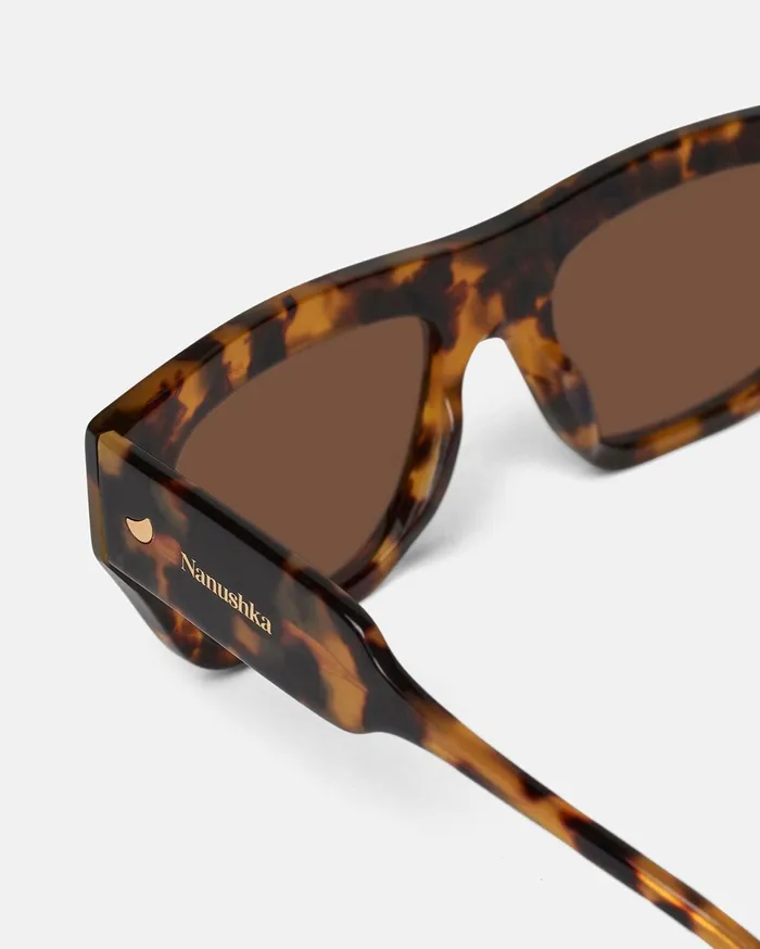 Nanushka Eyewear WomenMen Martim BioPlastic DFrame Sunglasses Dark Amber