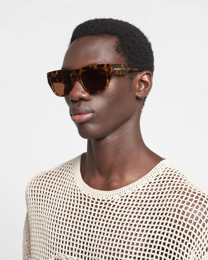 Nanushka Eyewear WomenMen Martim BioPlastic DFrame Sunglasses Dark Amber