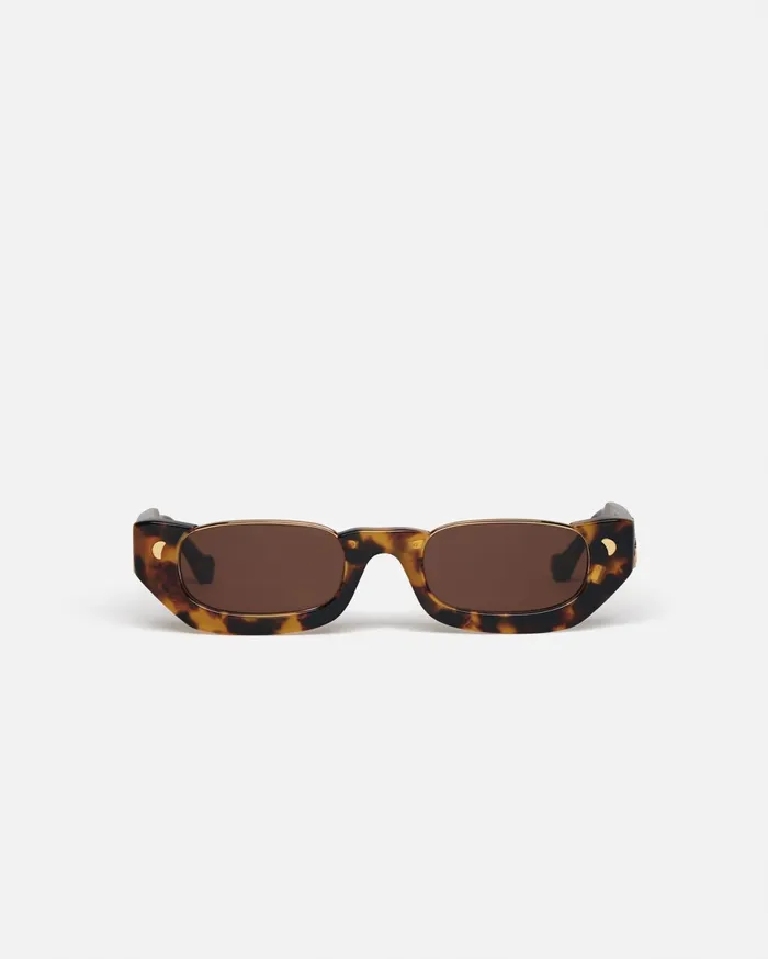 Nanushka Eyewear WomenMen Zorea BioPlastic HalfMoon Sunglasses Dark Amber