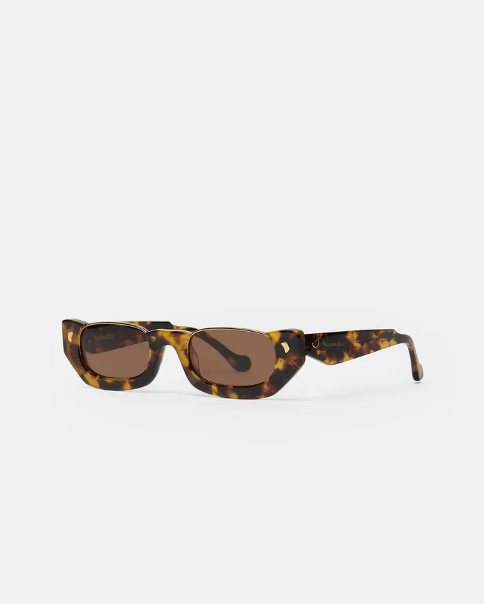 Nanushka Eyewear WomenMen Zorea BioPlastic HalfMoon Sunglasses Dark Amber