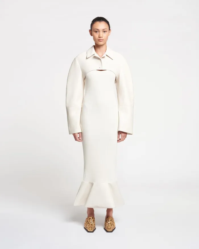 Nanushka Jackets and Blazers Women Brisia Cropped Regenerated Leather Bolero Creme