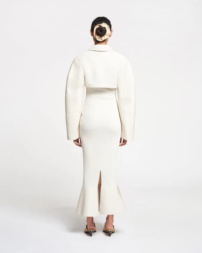 Nanushka Jackets and Blazers Women Brisia Cropped Regenerated Leather Bolero Creme
