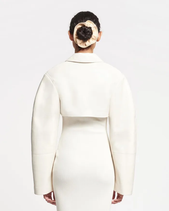 Nanushka Jackets and Blazers Women Brisia Cropped Regenerated Leather Bolero Creme