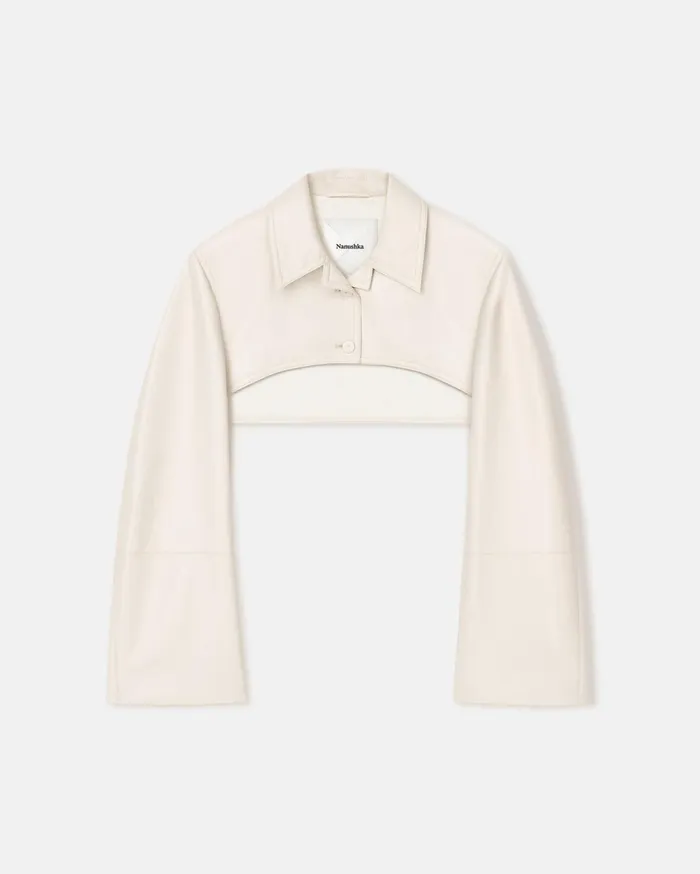 Nanushka Jackets and Blazers Women Brisia Cropped Regenerated Leather Bolero Creme