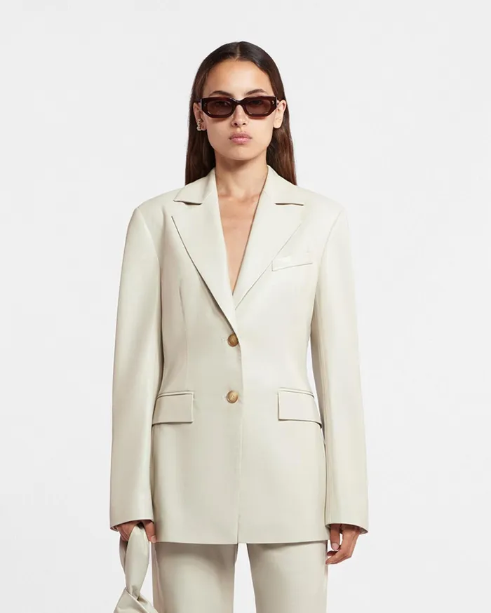 Nanushka Jackets and Blazers Women Hathi Okobor AltLeather Blazer Creme