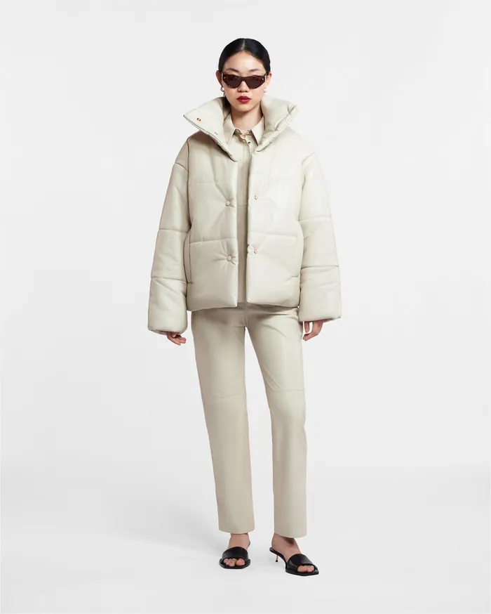 Nanushka Jackets and Blazers Women Hide Okobor AltLeather Puffer Jacket Creme