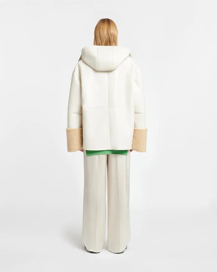 Nanushka Jackets and Blazers Women Maso Hooded Bonded Shearling Pullover CremeCrayon