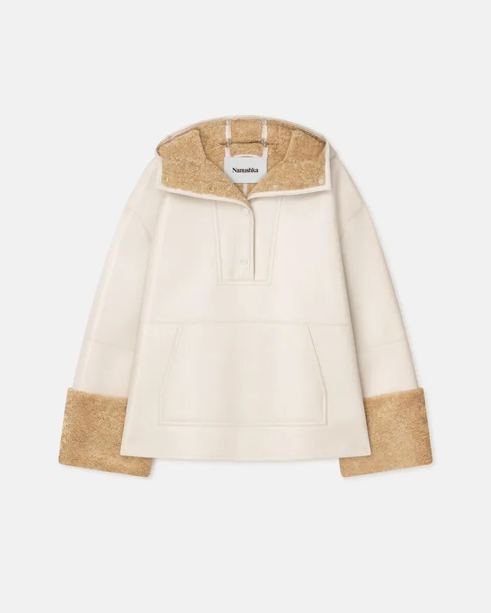 Nanushka Jackets and Blazers Women Maso Hooded Bonded Shearling Pullover CremeCrayon