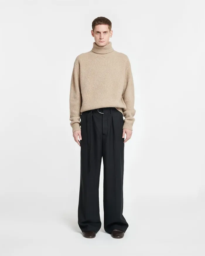 Nanushka Knitwear Men Nevin Brushed Merino Turtleneck Sweater Oatmeal