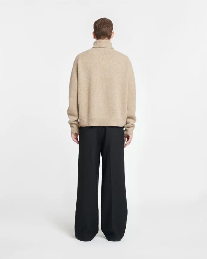 Nanushka Knitwear Men Nevin Brushed Merino Turtleneck Sweater Oatmeal