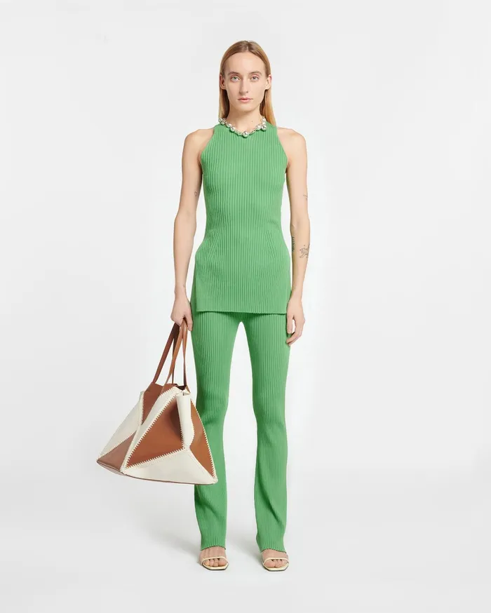 Nanushka Knitwear Women Savea RibbedKnit Halterneck Top Green