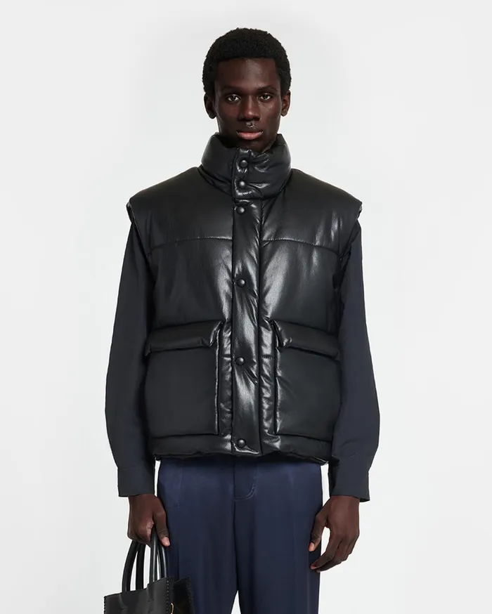 Nanushka Outerwear and Jackets Men Jovan Okobor AltLeather Gilet Black