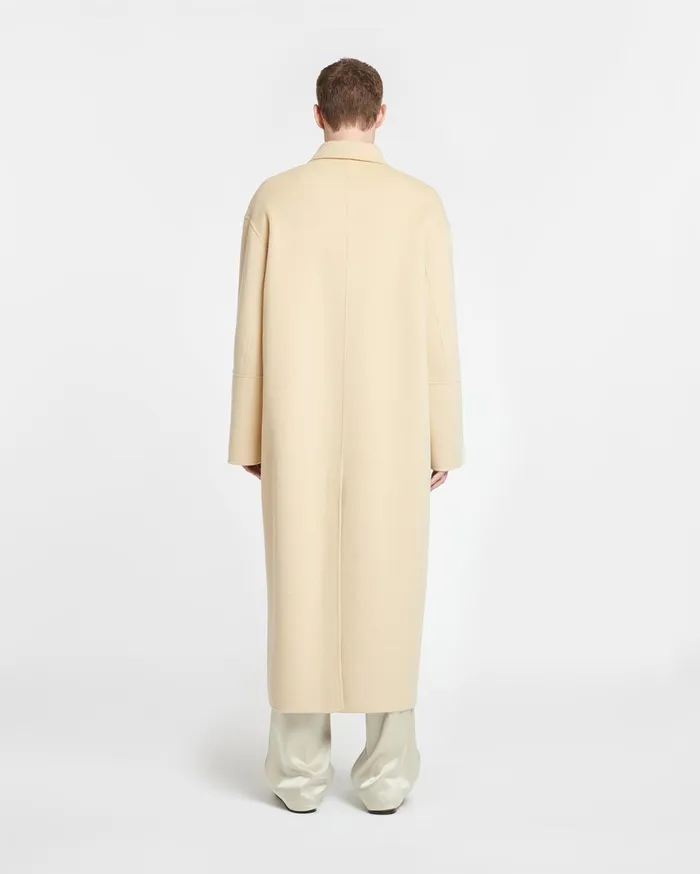 Nanushka Outerwear and Jackets Men Lucian Double Wool And SilkBlend Coat Creme