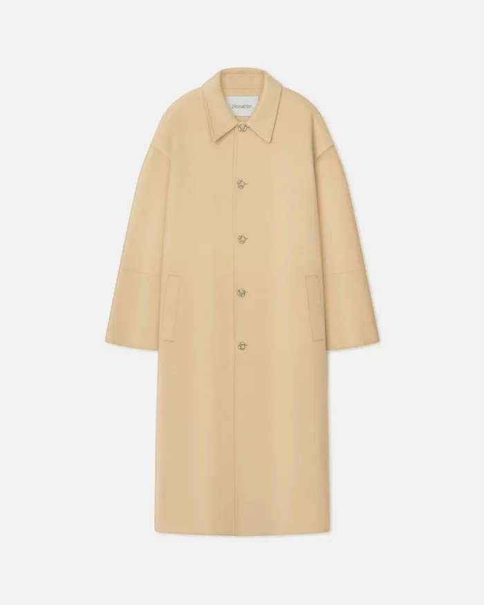 Nanushka Outerwear and Jackets Men Lucian Double Wool And SilkBlend Coat Creme