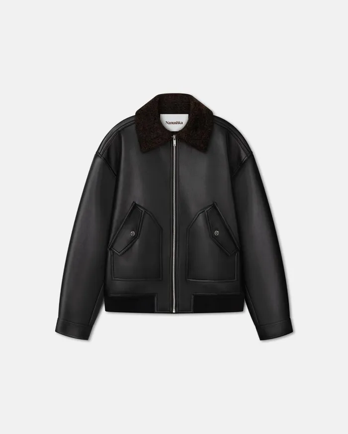 Nanushka Outerwear and Jackets Men Lude Bonded Shearling Jacket BlackBrown