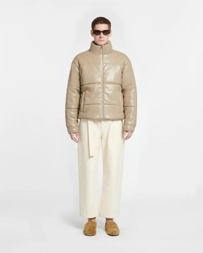 Nanushka Outerwear and Jackets Men Marron Okobor AltLeather Puffer Jacket Ashy Taupe
