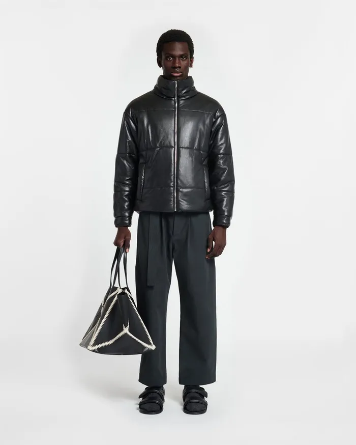 Nanushka Outerwear and Jackets Men Marron Okobor AltLeather Puffer Jacket Black