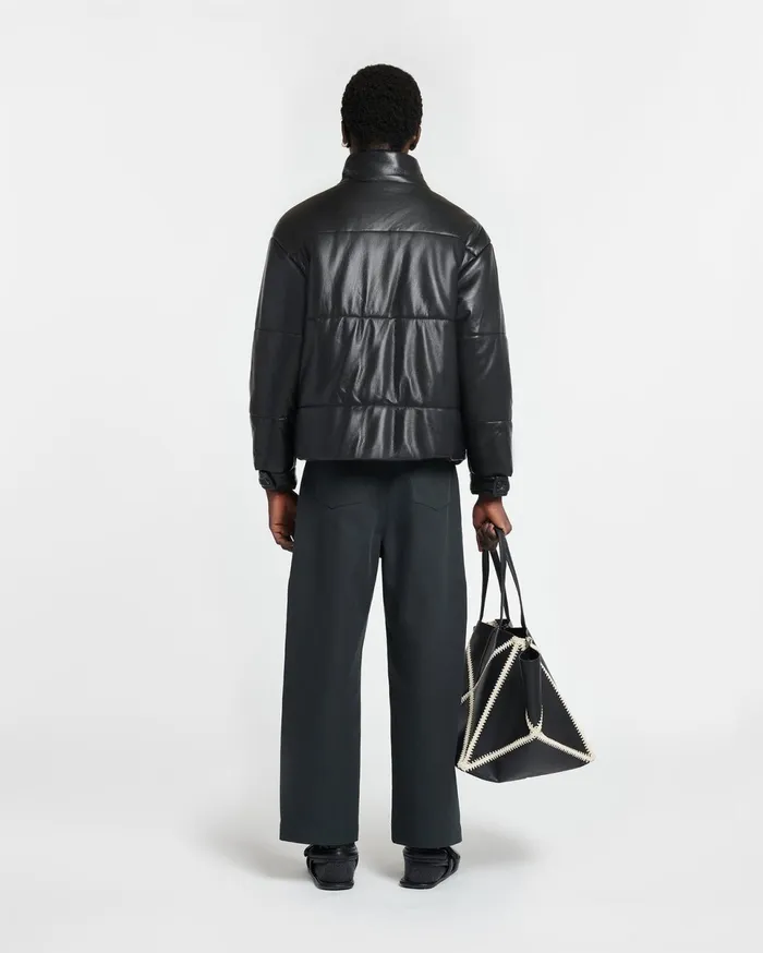 Nanushka Outerwear and Jackets Men Marron Okobor AltLeather Puffer Jacket Black