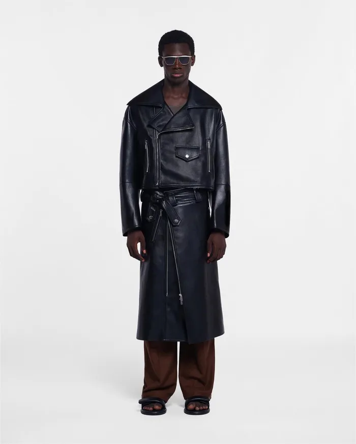 Nanushka Outerwear and Jackets Men Ross Regenerated Leather Biker Coat Black