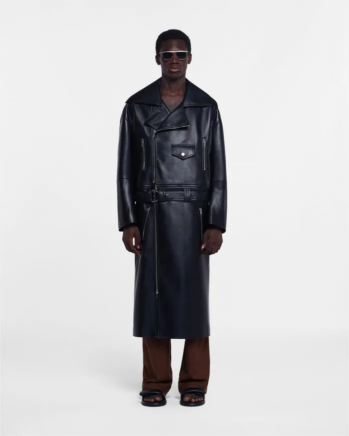 Nanushka Outerwear and Jackets Men Ross Regenerated Leather Biker Coat Black