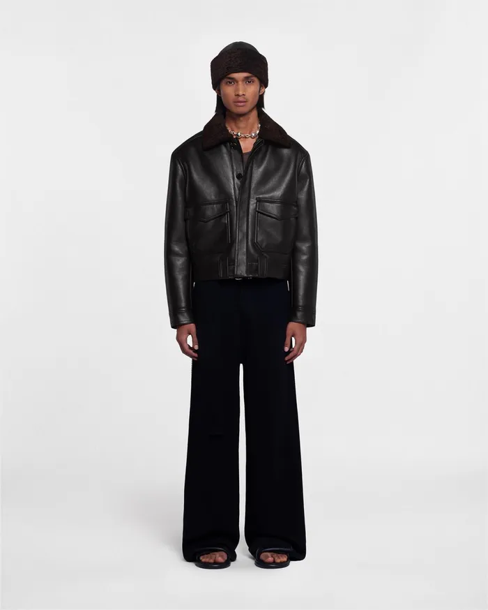 Nanushka Outerwear and Jackets Men Ruben Cropped Faux Shearling Jacket Black Brown Nanushka Outerwear and Jackets Men Ruben Cropped Faux Shearling Jacket Black Brown