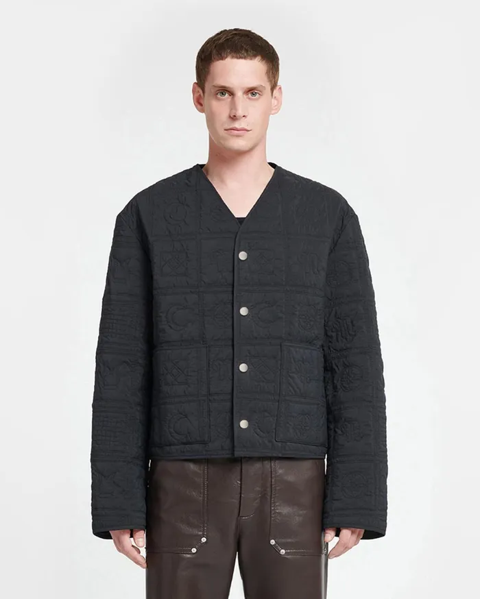 Nanushka Outerwear and Jackets Men Vico Quilted Tech Poplin Jacket Off Black
