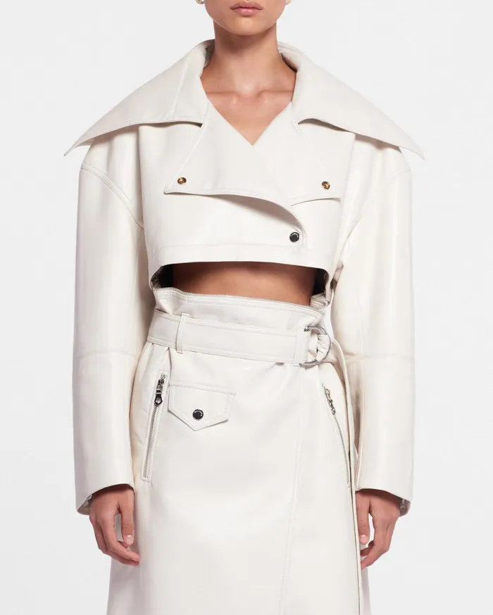 Nanushka Outerwear Women Mariella Regenerated Leather Biker Coat Crayon