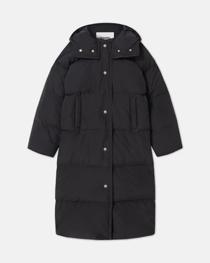 Nanushka Outerwear WomenMen Riva Tech Poplin Puffer Coat Off Black