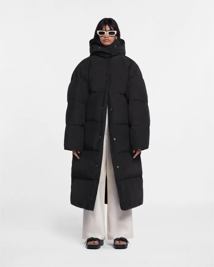 Nanushka Outerwear WomenMen Riva Tech Poplin Puffer Coat Off Black