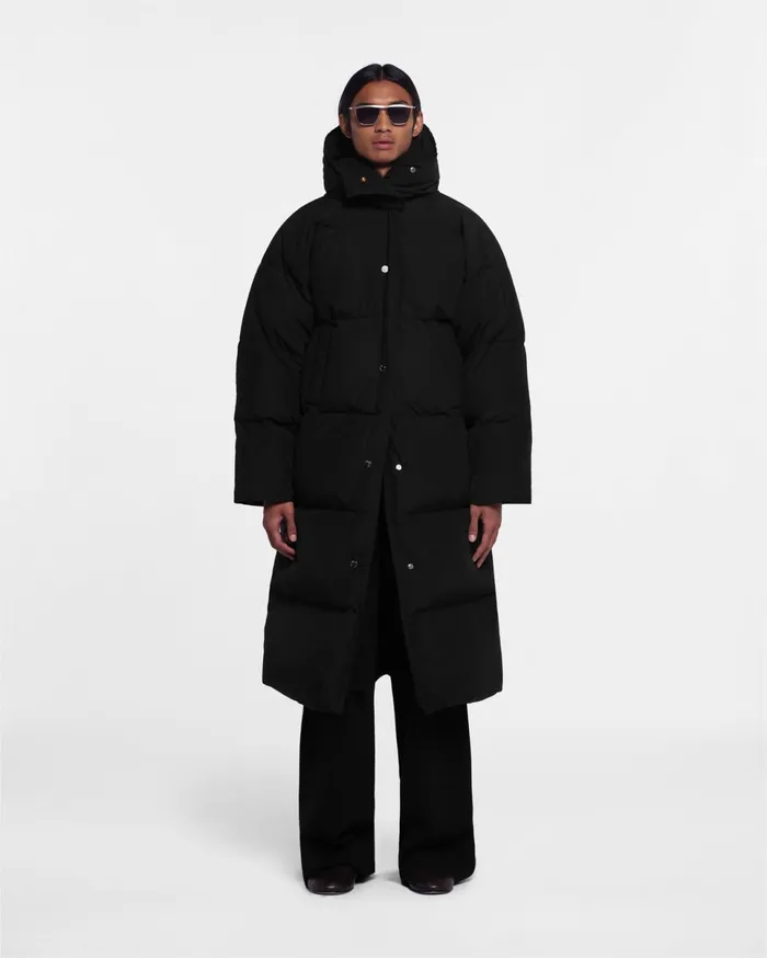 Nanushka Outerwear WomenMen Riva Tech Poplin Puffer Coat Off Black