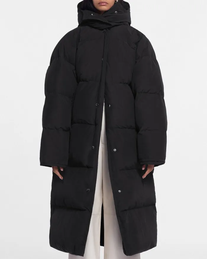 Nanushka Outerwear WomenMen Riva Tech Poplin Puffer Coat Off Black