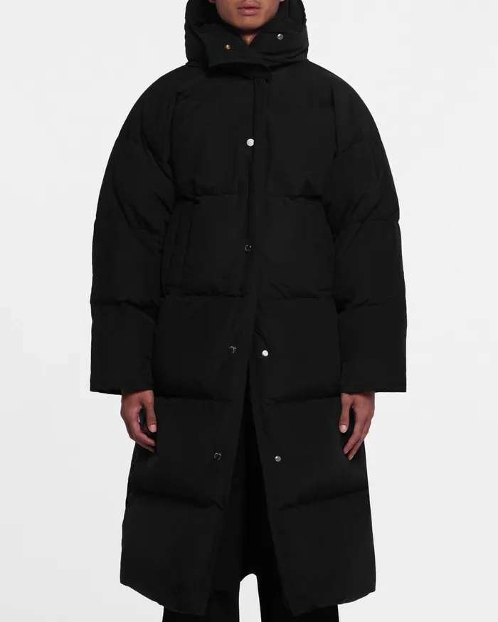 Nanushka Outerwear WomenMen Riva Tech Poplin Puffer Coat Off Black