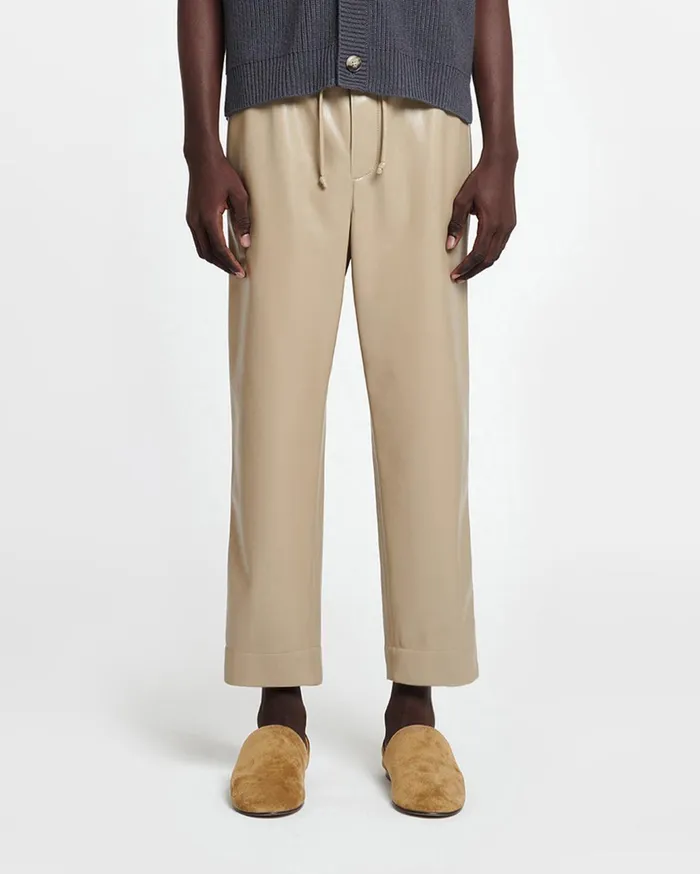 Nanushka Pants Men Jain Okobor AltLeather Relaxed Pants Ashy Taupe