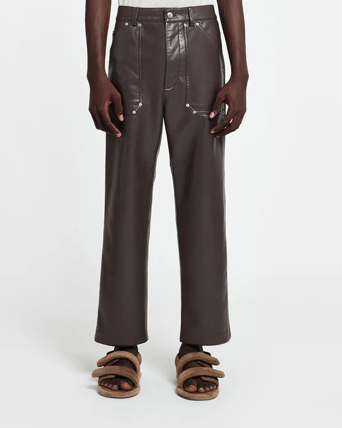 Nanushka Pants Men Quido Regenerated Leather Pants Coffee Bean