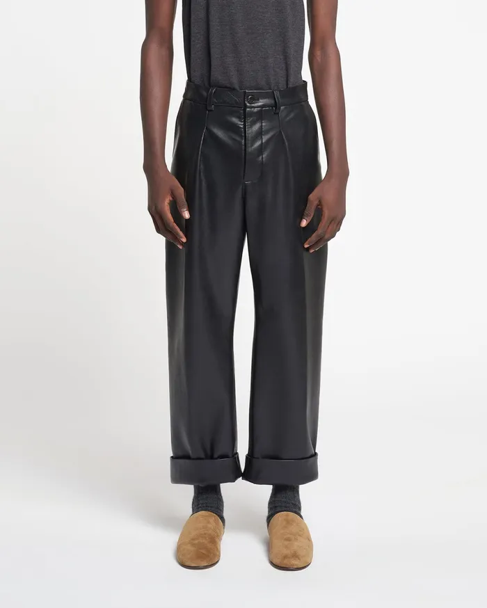 Nanushka Pants Men Zayden Regenerated Leather Tapered Pants Black