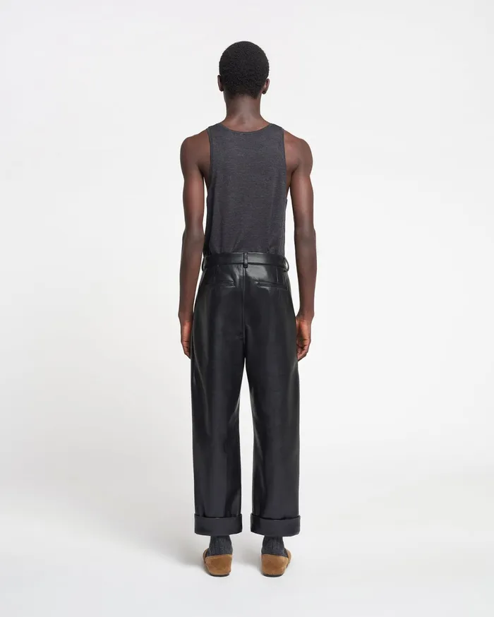 Nanushka Pants Men Zayden Regenerated Leather Tapered Pants Black