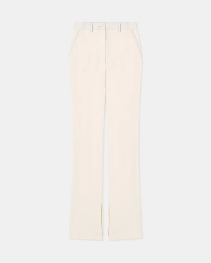 Nanushka Pants Women Mykas LeatherTrimmed RibbedJersey Pants Creme