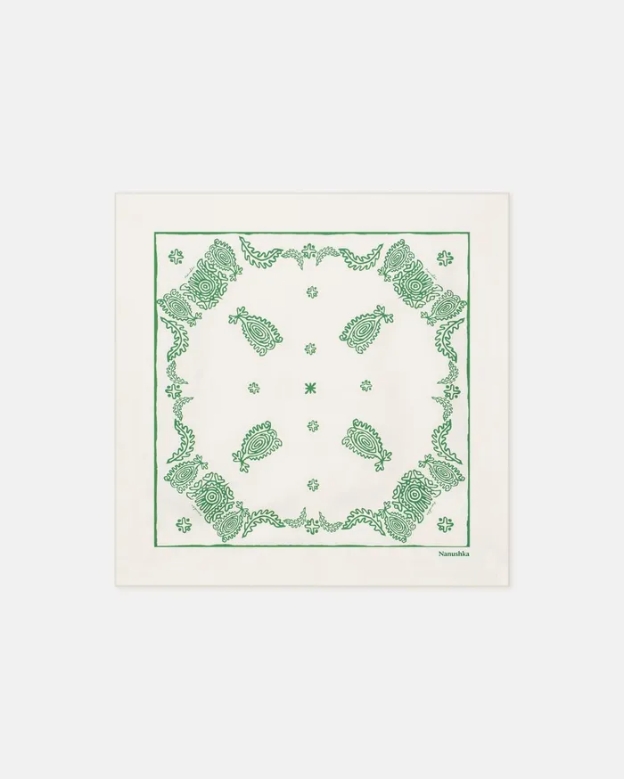 Nanushka Scarves MenWomen Helka Printed Silk Scarf CremeGreen