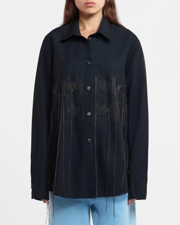 Nanushka Shirts and Blouses WomenMen Sahar Sale Embroidered Poplin Shirt Off Off Black