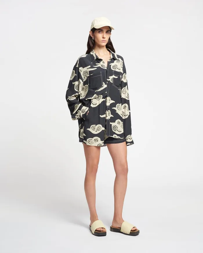 Nanushka Shirts and Blouses Women Nerissa Printed Crepe Shirt Cloud BlackCreme