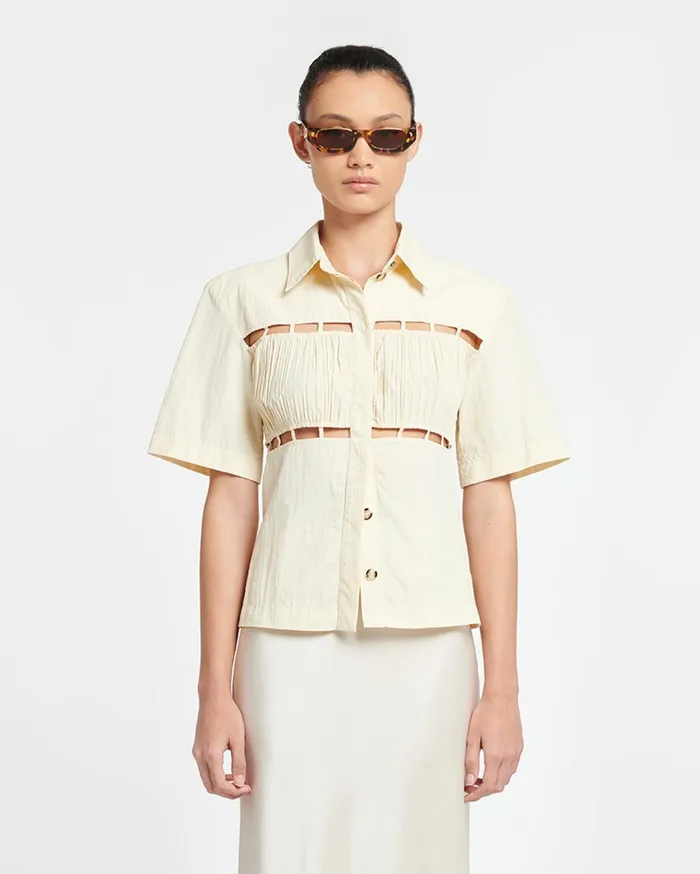 Nanushka Shirts and Blouses Women Satu Pleated Poplin Shirt Creme