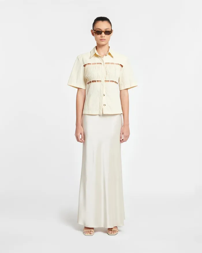 Nanushka Shirts and Blouses Women Satu Pleated Poplin Shirt Creme