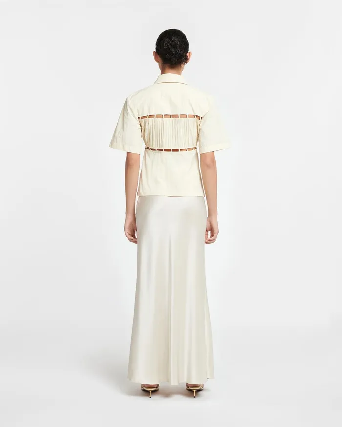 Nanushka Shirts and Blouses Women Satu Pleated Poplin Shirt Creme